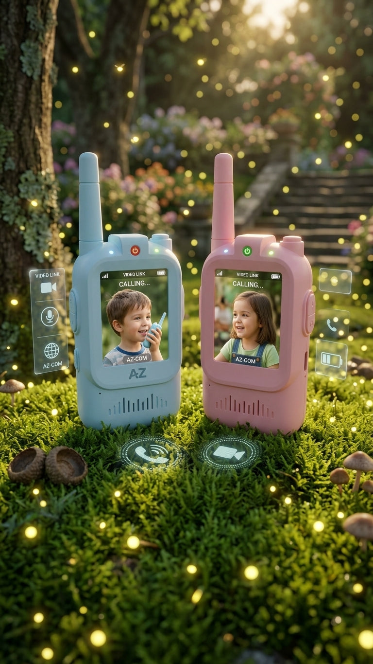 Kids video walkie talkie pair, front view