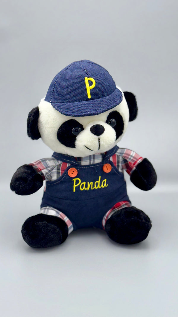 Panda Plush Toy – Blue Cap & Daddy Outfit