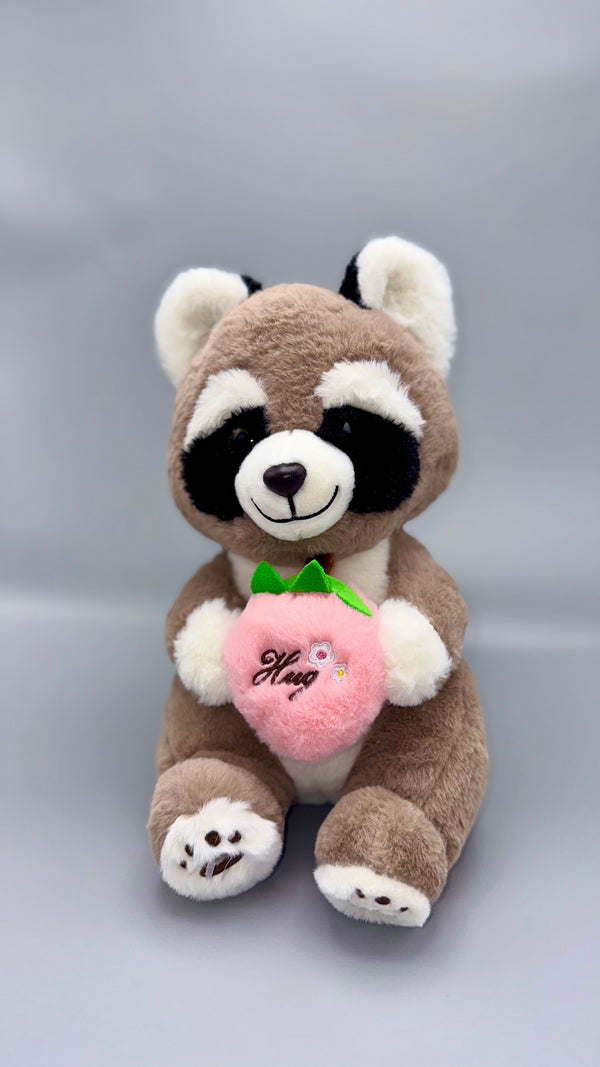 Cute Raccoon Plush Toy with Pink Heart