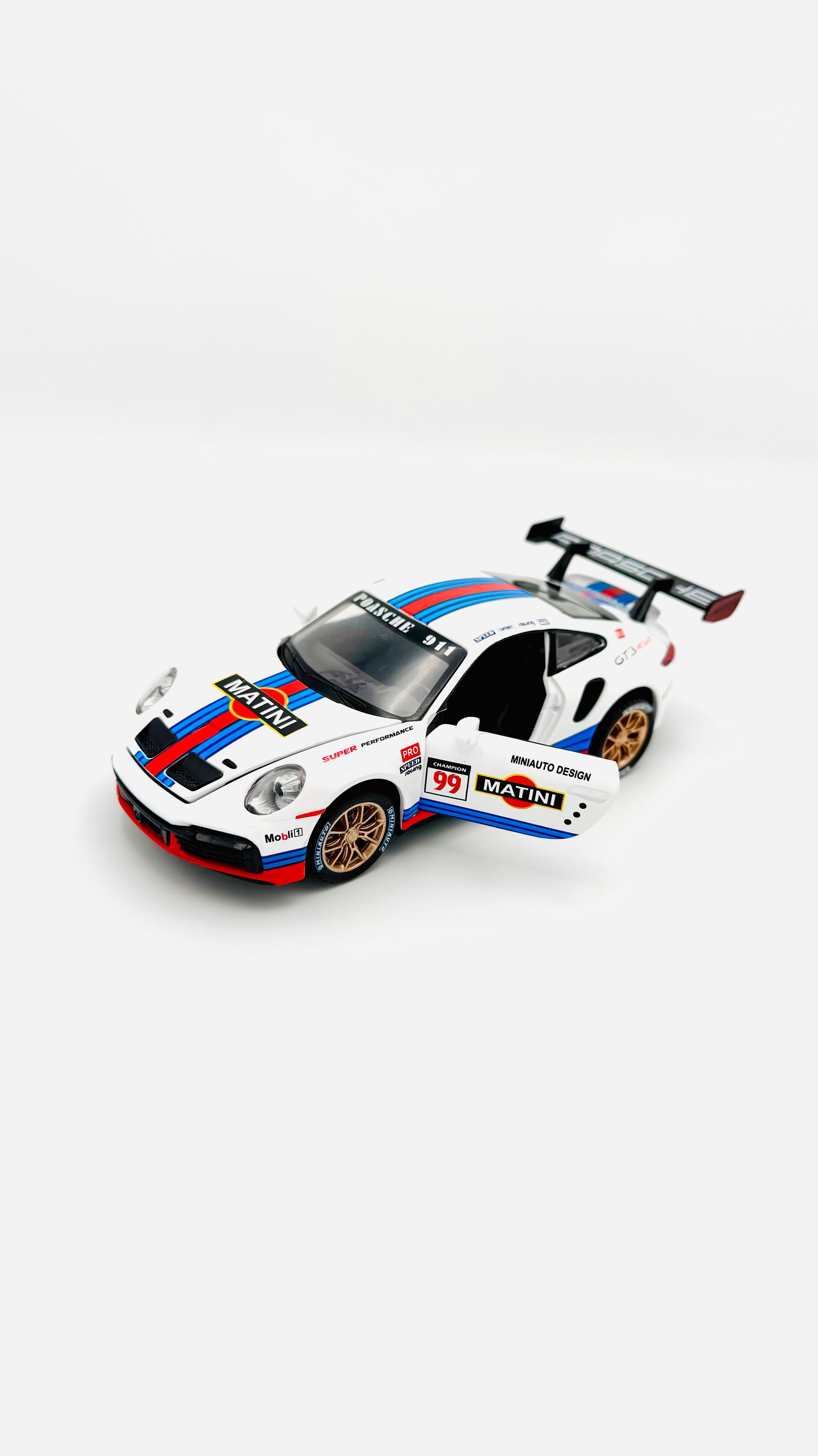 White racing car with doors open