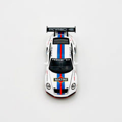 White racing car viewed from above
