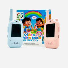 Blue and pink kids video walkie talkie pair with box