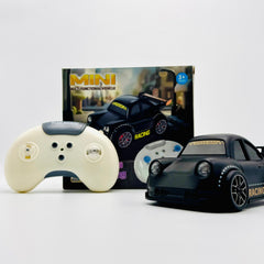 Black mini RC drift car with controller and box