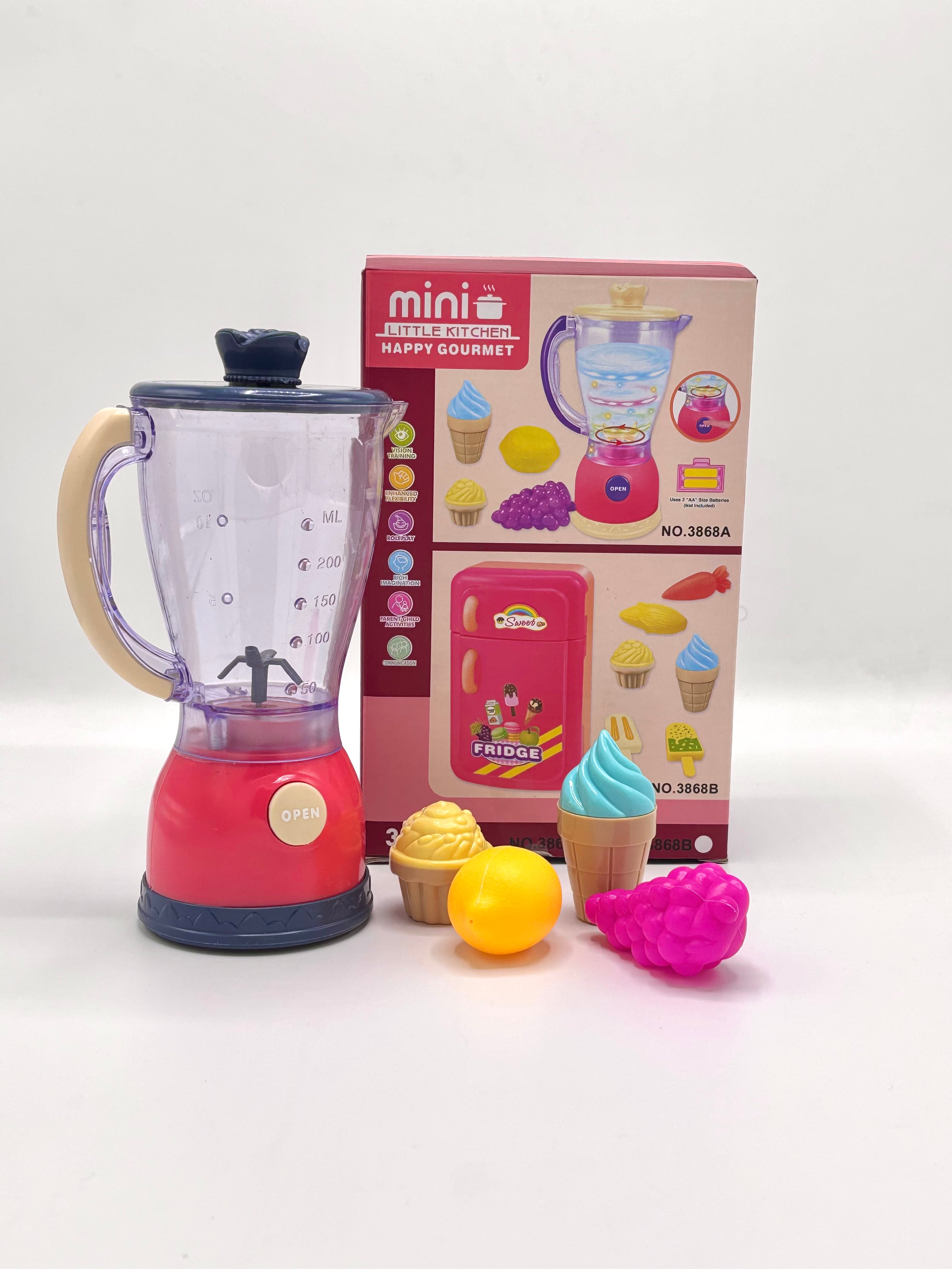 Toy blender set with lemon, grapes, cupcake and ice cream