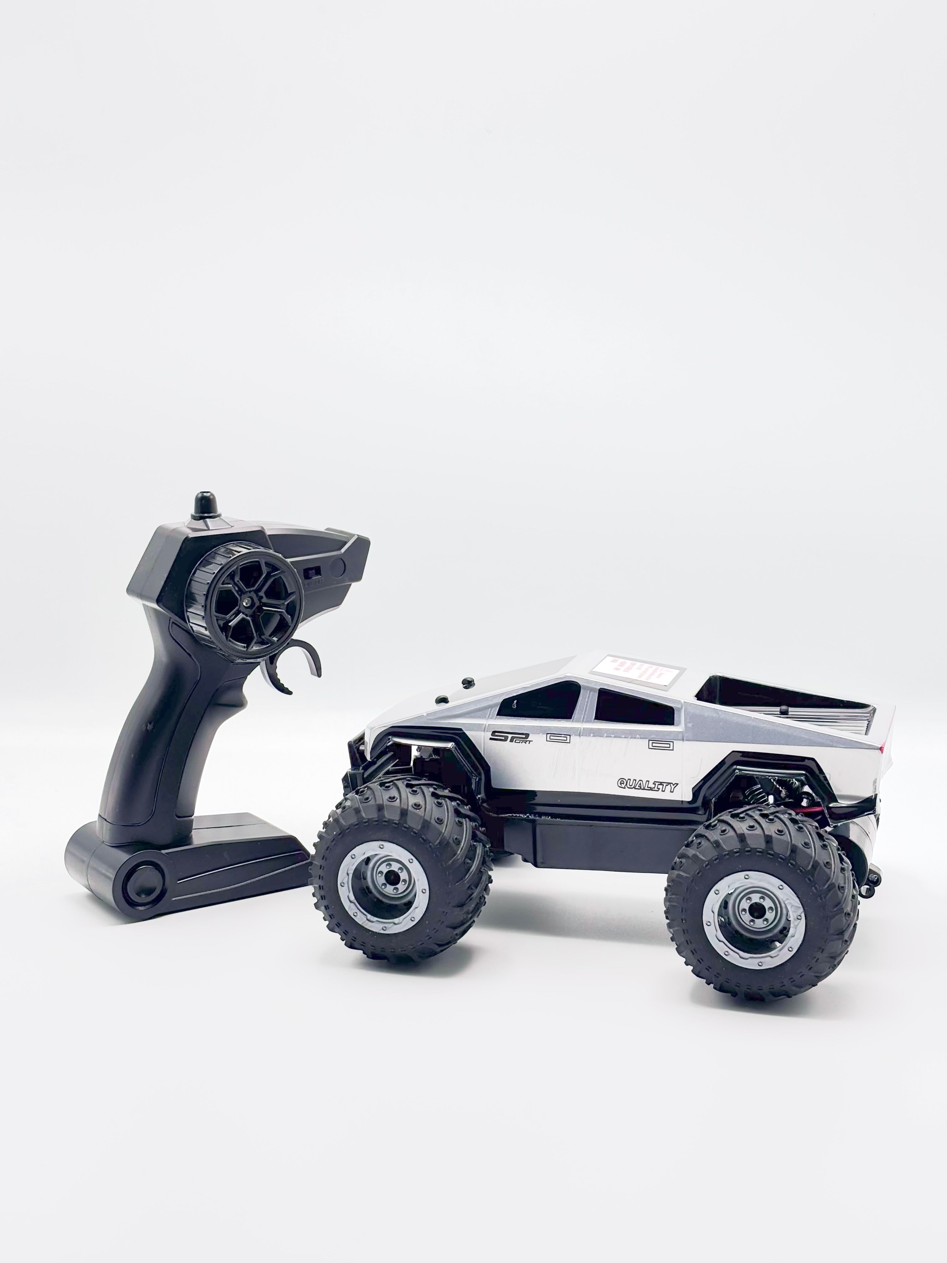 RC off-road truck side view with pistol-grip handset