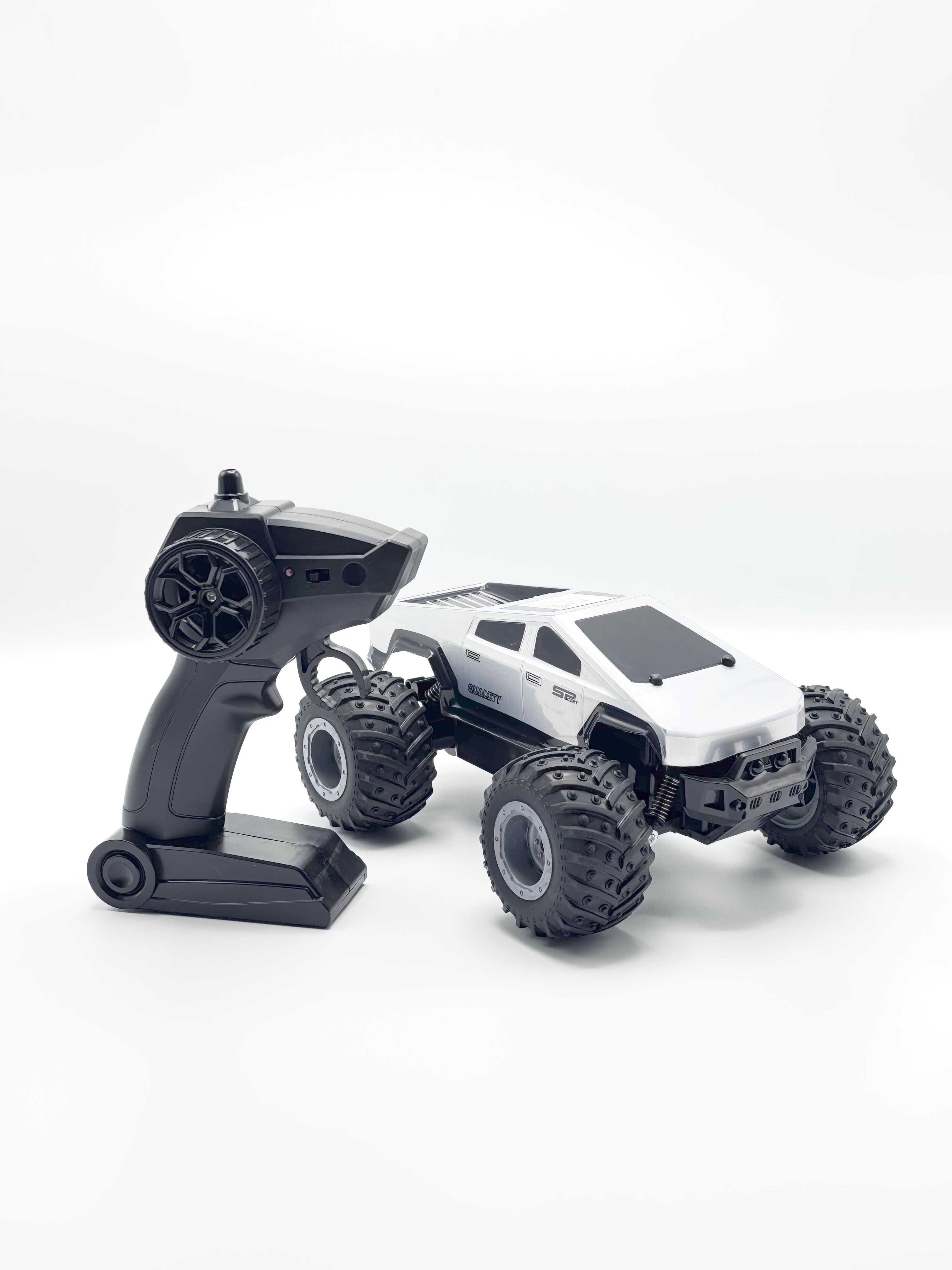 RC rock climber showing knobbly all-terrain tyres