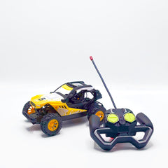Yellow RC buggy with antenna handset
