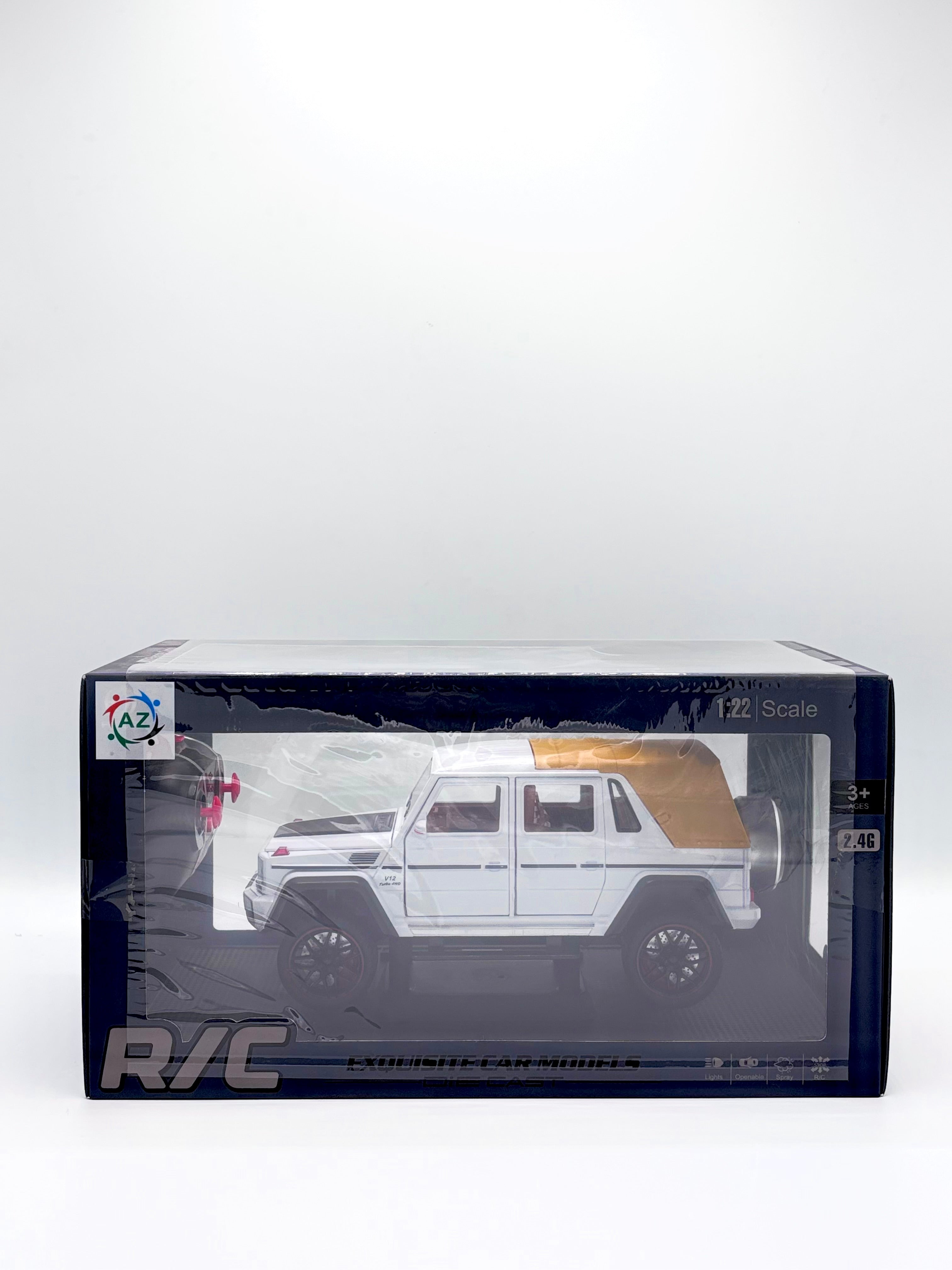 Box showing lights, openable doors, spray and R/C features