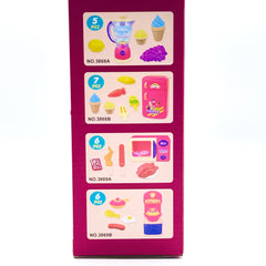 Box side showing all four sets and piece counts